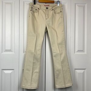 Faded Glory Bootcut Ankle Length Stretch Cream Mid Rise Jeans Size 4‎